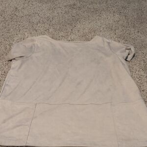 J. Jill Soft Cream Faux Suede Short Sleeve Top